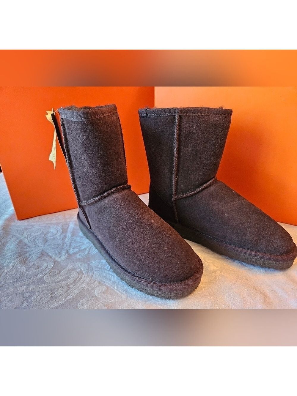 Auabp Brown Winter Boots, Australian Leather and Sheepskin, Size 5, New in Box